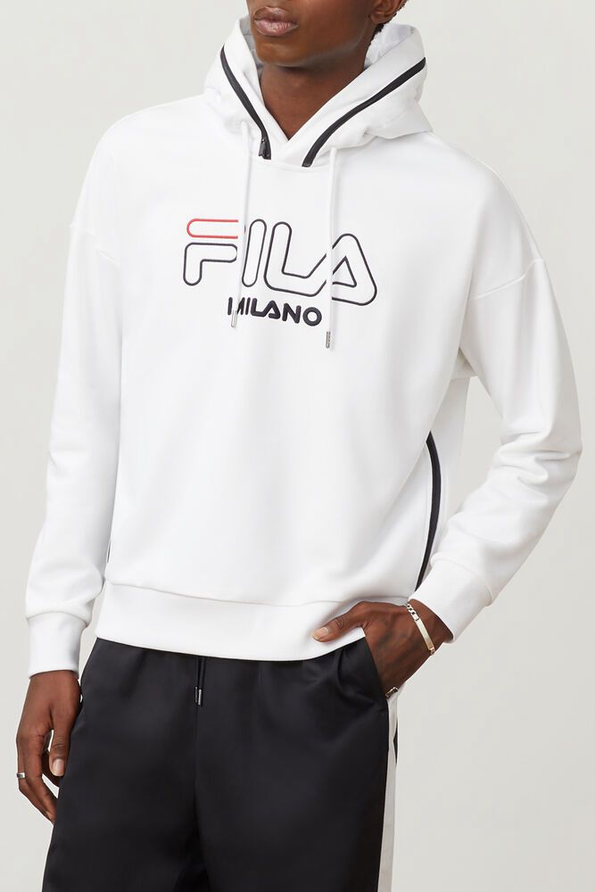 Fila Hoodie Mens White Milano French Terry - Ireland 20961-HOYQ